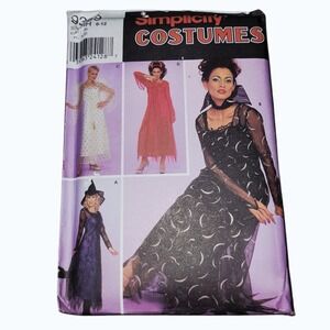 Simplicity 9309 Misses Witch Fairy Costume Pattern 6-12 Dress Wings Hat
